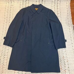 Plymouth Vintage Black/Gray Micro Check Trench Coat With Zip In Lining Size 42